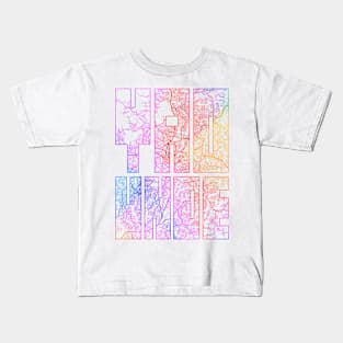 Yaounde, Cameroon City Map Typography - Colorful Kids T-Shirt